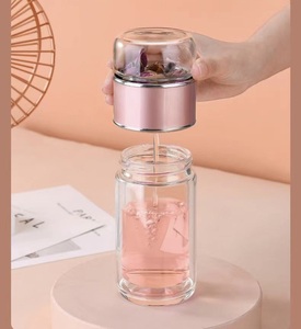 Bouteille d'<span class=keywords><strong>eau</strong></span> en verre à double paroi Infuseur <span class=keywords><strong>Filtre</strong></span> Gobelet à thé Tasse de voyage colorée Vasos De Vidrio - Product Image 3