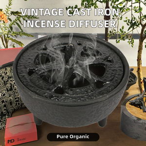 Vintage Cast Iron Classic Tripod <b>Incense</b> Burner <b>Holder</b> Black Eco-Friendly Organic Anti-Odour Fall Home <b>Aromatherapy</b> <b>Diffuser</b> - Product Image 2