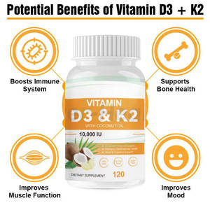 Cápsulas de Vitamina D3 y K2 Halal OEM, Suplemento Vegano para la Salud Inmunológica y Ósea, 100000 UI, 50000 UI, Cápsulas de Vitamina D3 K2 - Product Image 2
