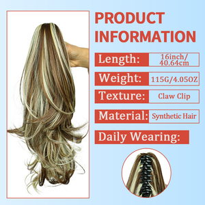 Clip synthétique à griffes en <span class=keywords><strong>queue</strong></span> <span class=keywords><strong>de</strong></span> <span class=keywords><strong>cheval</strong></span> Extensions <span class=keywords><strong>de</strong></span> cheveux <span class=keywords><strong>Postiche</strong></span> ondulée 16 pouces <span class=keywords><strong>Queue</strong></span> <span class=keywords><strong>de</strong></span> <span class=keywords><strong>cheval</strong></span> en cheveux blonds <span class=keywords><strong>avec</strong></span> bande <span class=keywords><strong>élastique</strong></span> - Product Image 4