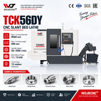 Tour CNC à banc incliné WOJIE TCK56D pour l'usinage de pièces à bride, avec une efficacité élevée et un positionnement précis