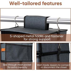 Best Price Foldable Closet Organizers 6-<b>Shelf</b> Linen Fabric Wardrobe Storage Unit With Drawer for Hanging Clothes and Storage - Product Image 3