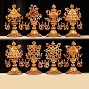 Strumento Musicale Tantrico con Otto Ornamenti Auspiciosi, Artigianato Nepalese, Accessori per Sala Buddista Tibetana, Articoli per Pre-rituali Buddisti - Product Image 2