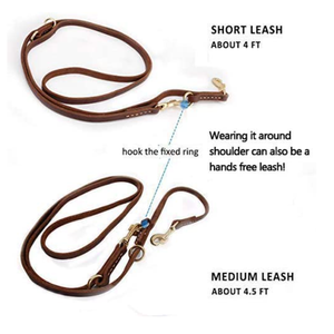 Correa de cuero multifunción duradera para perros, correa de manos libres, correa de entrenamiento para perros pequeños, medianos y grandes - Product Image 2