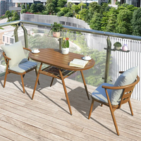 Ensemble table et 2 chaises de balcon en aluminium moderne pour appartement, hôtel et salon, utilisation extérieure, meubles de jardin durables et imperméables