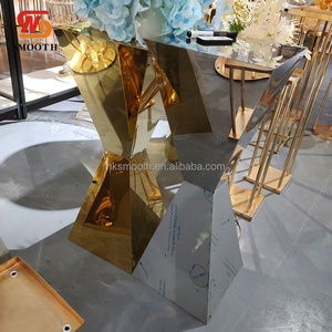Support de fleurs en métal doré brillant pour centre de table, décoration de mariage de luxe SMOOTH - Product Image 3
