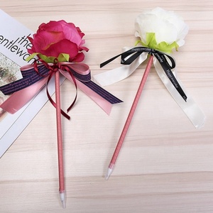 Cadeau de fête des enseignants de mariage mignon fleur artificielle stylos gel de bureau en gros - Product Image 2