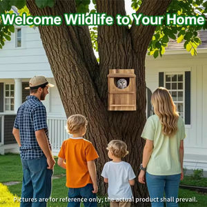 Nichoir en <span class=keywords><strong>bois</strong></span> pour hiboux, à fixation murale, avec fermeture à bouton et motif imprimé, directement de l'usine, fournitures pour oiseaux transfrontalières - Product Image 2