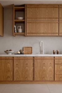 Luxury Fitted Smart Solid Wood Finish Light Curved Island Open <strong>Cabinet</strong> Quartz Countertop <strong>Slim</strong> Shaker Kitchen <strong>Cabinet</strong> - Product Image 5