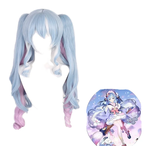 <span class=keywords><strong>Parrucca</strong></span> Cosplay Mengtong nuovo arrivo da Genshin impatto Keqing <span class=keywords><strong>parrucca</strong></span> per donna viola misto grigio chiaro lunghi capelli sintetici lisci - Product Image 1