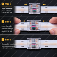 Connecteur rapide sans soudure pour bande LED COB RGBCCT RGBCW 6 broches 12 mm, pour éclairage d'armoires RGB à blanc réglable