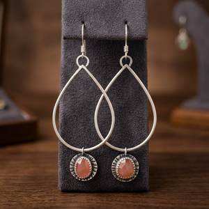 925 Sterling <b>Silver</b> Cute Pink Rhodochrosite Natural Gemstone <b>Earrings</b> <b>Wedding</b> Jewelry Women's Handmade - Product Image 3