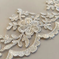Dentelle Guipure Française Exquise Broderie Cordonnée Bordure Cils Tissu de Mariée Sexy en Nylon Écologique Teal – Nouvelle Collection