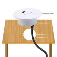 Ensemble de canapés Fynova au design rond avec chargeur USB intégré, multiprise avec prises de type C et normes de prises UK/EU