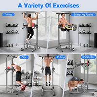 Torre de Ejercicios Multifuncional con Barra de Dominadas y Estación de Dips para Entrenamiento de Fuerza en Casa