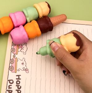 Vente en gros de stylo fluorescent à cône de crème glacée créative, série Maillard Color Cartoon Student Drawing Marking Notebook Pen - Product Image 4
