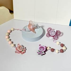 Sucette pour bébé en silicone de qualité supérieure, essentiels pour les bébés allaités au sein, sucette 2 pièces, chaîne pour 0-6 mois - Product Image 3