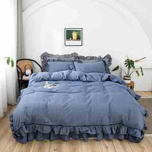 Juego de Ropa de Cama para Niñas Sweet Princess, 4 Piezas, con Volantes, de Algodón Sólido, Incluye Falda de Cama, Cubrecama, Sábana y <span class=keywords><strong>Funda</strong></span> de Edredón para Dormitorio - Product Image 6