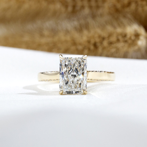 Messi Jewelry MSR-2143 10K Gold Radiant Shape Halo <b>Ring</b> Lab Grown <b>Diamond</b> <b>Ring</b> - Product Image 1