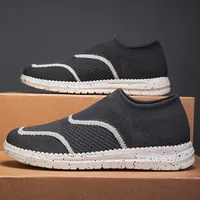 Chaussures de sport pour hommes avec semelle extérieure en EVA, respirantes, en maille tricotée, légères, confortables, à enfiler, décontractées, pour toutes les saisons, chaussures de marche