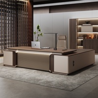 Bureau de direction en L Boss Office avec plateau en panneau de densité thermoformé et peinture cuite au four, design moderne
