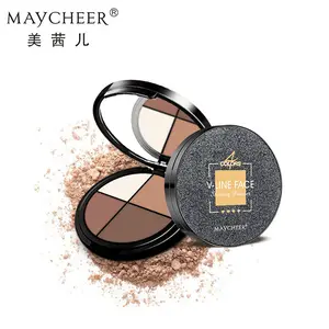 Maycheer Powder Countour Paleta Mineral Protetor solar impermeável Vegan duradouro 4 em 1 Rosto Deep Contour Palette