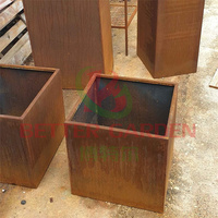Corten pot bunga pot taman logam baja vas gantung luar ruangan hitam & merah karat tampilan berkarat untuk penggunaan rumah buatan Tiongkok
