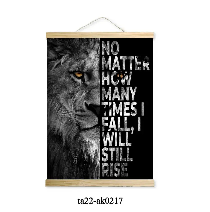Lion Hanging Painting Cotton Linen Scroll Hang Pictures Tassel Lace Wall Artwork Decor