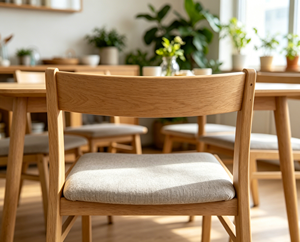 Scandinavian Wooden Living Room <b>Chair</b> With Gray Upholstered Seat And Solid <b>Back</b> Modern Home Furniture - Product Image 3