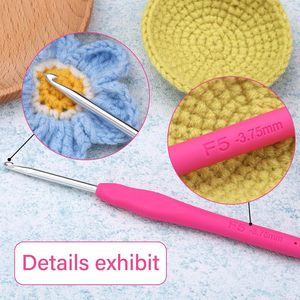 Single Head Knitting Tool <b>Set</b> with Candy-Colored Soft Handle <b>Crochet</b> <b>Hook</b> 2mm Thick Aluminum Oxide Plastic <b>Crochet</b> <b>Hook</b> for Wool - Product Image 5