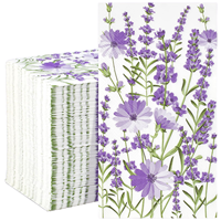Serviettes en papier rectangulaires jetables à motif floral lavande violette, 40 pièces, serviettes pour invités, décorations de fête d'anniversaire, OEM ODM, vente chaude