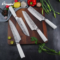ANGELE Ensemble de couteaux en acier inoxydable avec manche en ABS forgé ambidextre quatre pièces 60 HRC pour couper la viande, couteau de cuisine, barbecue en plein air