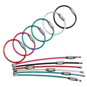 Câble porte-clés en acier inoxydable coloré avec anneau de clé recouvert et connecteur à vis torsadée pour étiquette de bagage et équipement EDC - Product Image 4