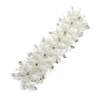 WHD-171 Keering Applique florale faite à la main en sequins, feuilles et fleurs 3D avec fil, perles transparentes et strass pour robe de mariée