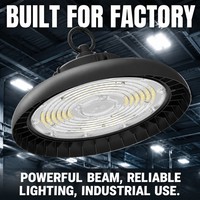 Lampe LED UFO Highbay homologuée ETL DLC, 100-300W, en aluminium moulé sous pression, dimmable 0-10V, pour garage, usine, luminaire suspendu