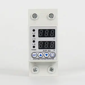 AC DC 40A 63A Adjustable Dual Display Over Under And Voltage Protector Device 110V/230V/400V 63A Current And Voltage Protection