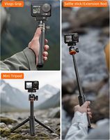 Untuk Osmo Action 5 Pro/4/3 Mini Tripod 21" Aluminium Ringan Magnetik Desain Lipat Lepas Cepat Kepala Bola 360 untuk Video
