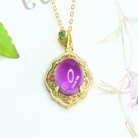 Aiyu Vente en gros Pendentifs en améthyste naturelle Colliers en pierres précieuses violettes Bijoux vintage Vente transfrontalière