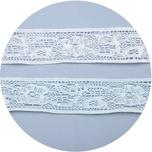 Cinta de encaje de malla de algodón blanco puro al por mayor, ribete de encaje floral de ganchillo para prendas de vestir - Product Image 2