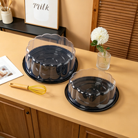 Boîte à gâteau ronde personnalisée avec logo, en plastique, avec couvercle et base, luxe, deux pièces, emballage transparent en dôme pour pâtisserie