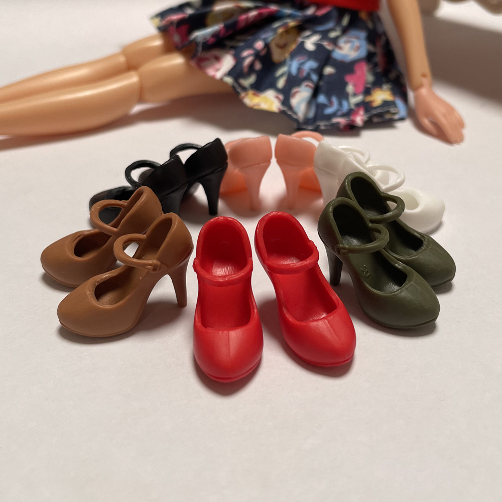 BJD Zapatos De Tacón Alto Para Muñeca, Sandalias De Cuero Con Tampado