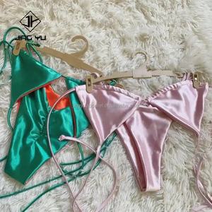 Conjunto de Bikini Personalizado con Cordones, Color Sólido, Traje de Baño Triangular con Tanga para Mujer, Servicio OEM - Product Image 2