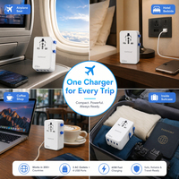 Adaptateur de voyage compact PD 10W Mini Slim, prise universelle GaN pour le Royaume-Uni, les États-Unis, l'UE, l'Australie, pour les voyages quotidiens, les écouteurs, les téléphones mobiles