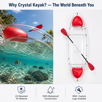 Nouveauté : Kayak transparent en cristal pour 1 personne, canoë à fond transparent, embarcation de sport nautique pour une seule personne