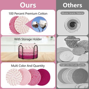 Sous-verres roses pour femmes, en bois non toxique, sous-verres de fête traditionnels chinois avec support pour la décoration de bureau - Product Image 3