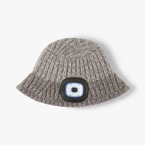 Chapeau de seau de pêcheur en tricot épais avec <span class=keywords><strong>lampe</strong></span> de poche LED intégrée en usine chaud fil épais bonnet d'extérieur pour l'hiver - Product Image 3