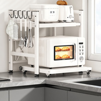Étagère de rangement rétractable et réglable pour four à micro-ondes, en acier au carbone, pour organiser le comptoir de cuisine