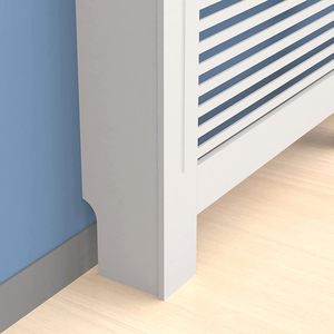 Mueble para <span class=keywords><strong>Radiador</strong></span> de Madera MDF Blanco o Gris con Diseño Tradicional en Cruz (Rejilla Blanca, Grande) - Product Image 4