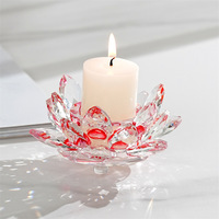 HBL Vente en gros de figurines de fleurs de lotus en verre de cristal Artisanat Ornements Bougeoir en verre en forme de fleur en cristal
