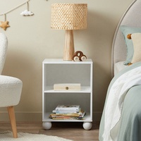 Table d'appoint blanche simple pour enfants, table de chevet en bois pour chambre à coucher avec 2 étagères ouvertes